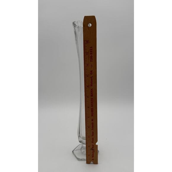 Clear Swung Glass 13.5" Footed Vase 10 points. Mid Century Modern - Picture 6 of 7